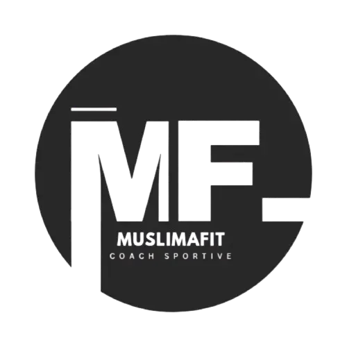 Logo de MuslimaFit, coach sportif, avec les initiales MF sur fond noir.